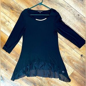 Cable & Gouge Flowy Black Tunic, with silver emblem